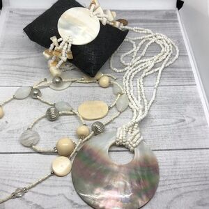 𝅺Curated bundle coastal inspired jewelry set lot 3 pieces 2 necklaces bracelet